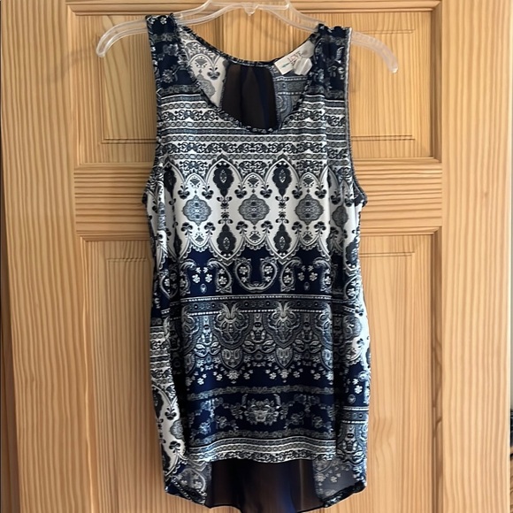 Love Spell Tops - Love Spell Navy‎ Blue Paisley Tank Top Size Small